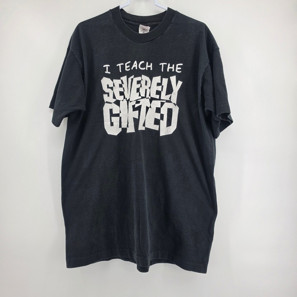 90s Single Stitch T Shirt Mens XL Faded I Teach Severely Gifted Teacher Vintage
